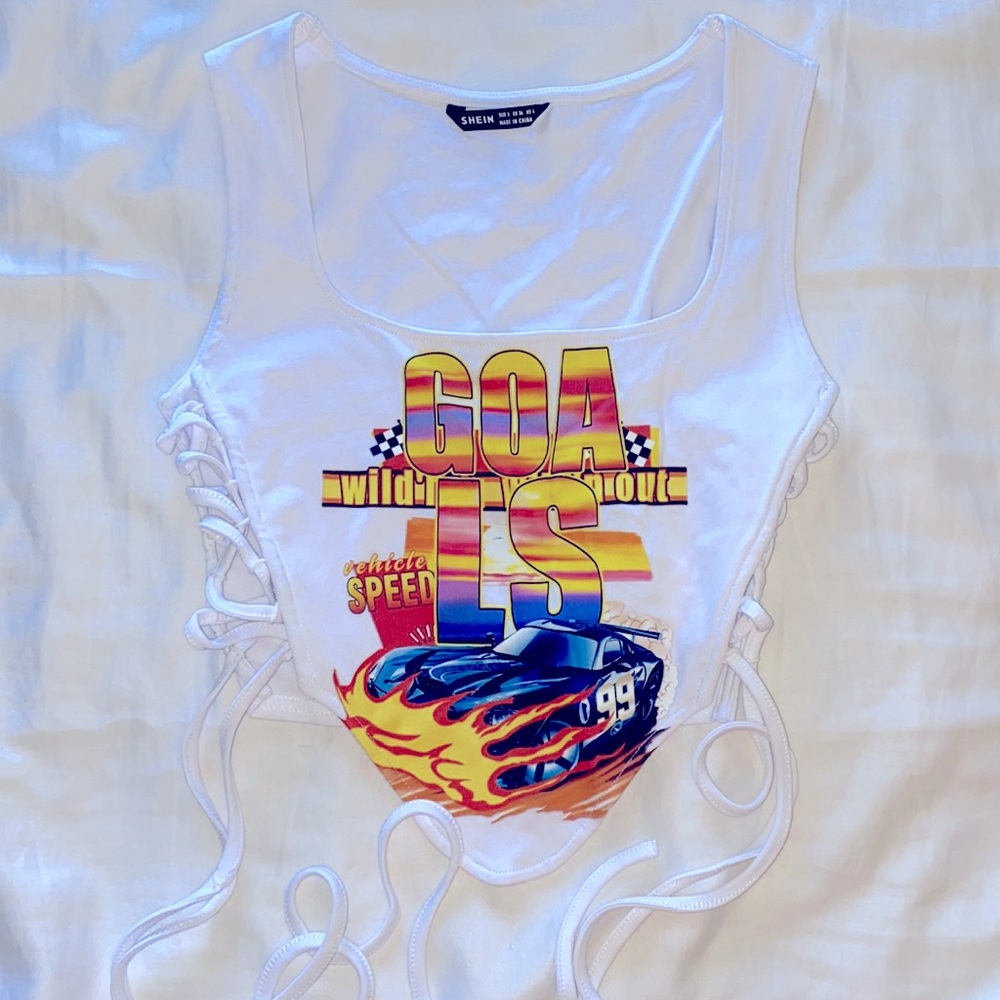 White racer crop top